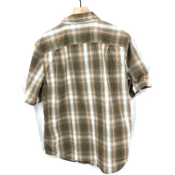 Carhartt Relaxed fit short sleeved button up shirt brown plaid workwear L men's - Picture 5 of 8